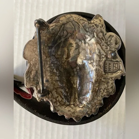 VINTAGE Silver Metal Lion's Head Belt Buckle with Belt Size 34 - Picture 5 of 16